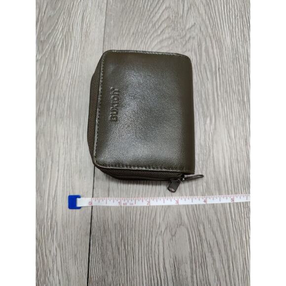 BUXTON Wallet Small Leather Coin Double Zipper Credit Card Holder Greenish Brown - Picture 9 of 10